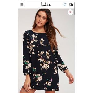 Lulu’s Herbaceous Babe Navy Floral Shift Dress